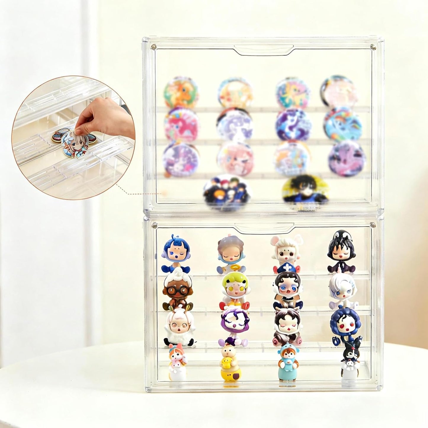 Acrylic Display Case for Figures 4 Layer Figure Display Shelf / 3-pack / Clear / Set of 3