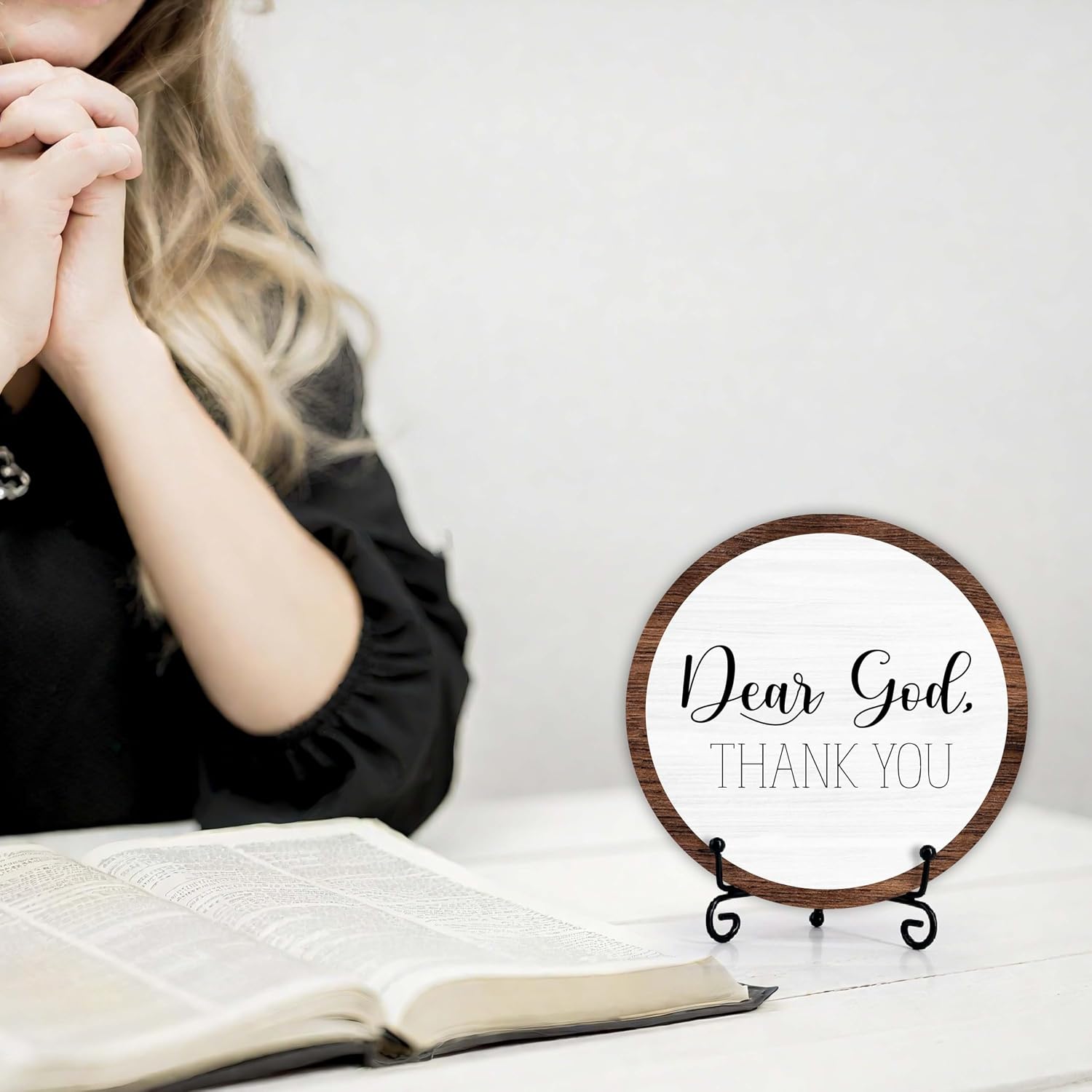 Inspirational Round Wood Decor Sign / Dear God 6