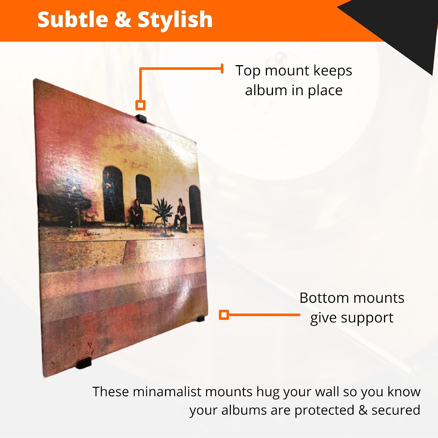 Minimalist Vinyl Record Album Wall Mount Display- 30 Pack| No Wall Damage so Perfect for Apartments, Dorms, & Office