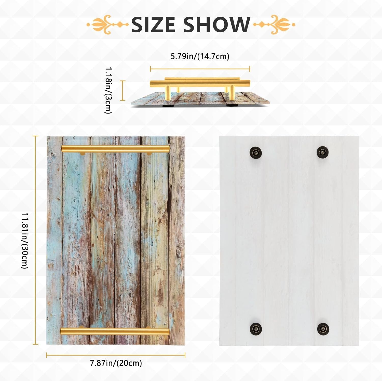 Bathroom Tray Vanity Trays Decorative Acrylic Trays Countertop Organizer Perfume / Wood Teal Brown