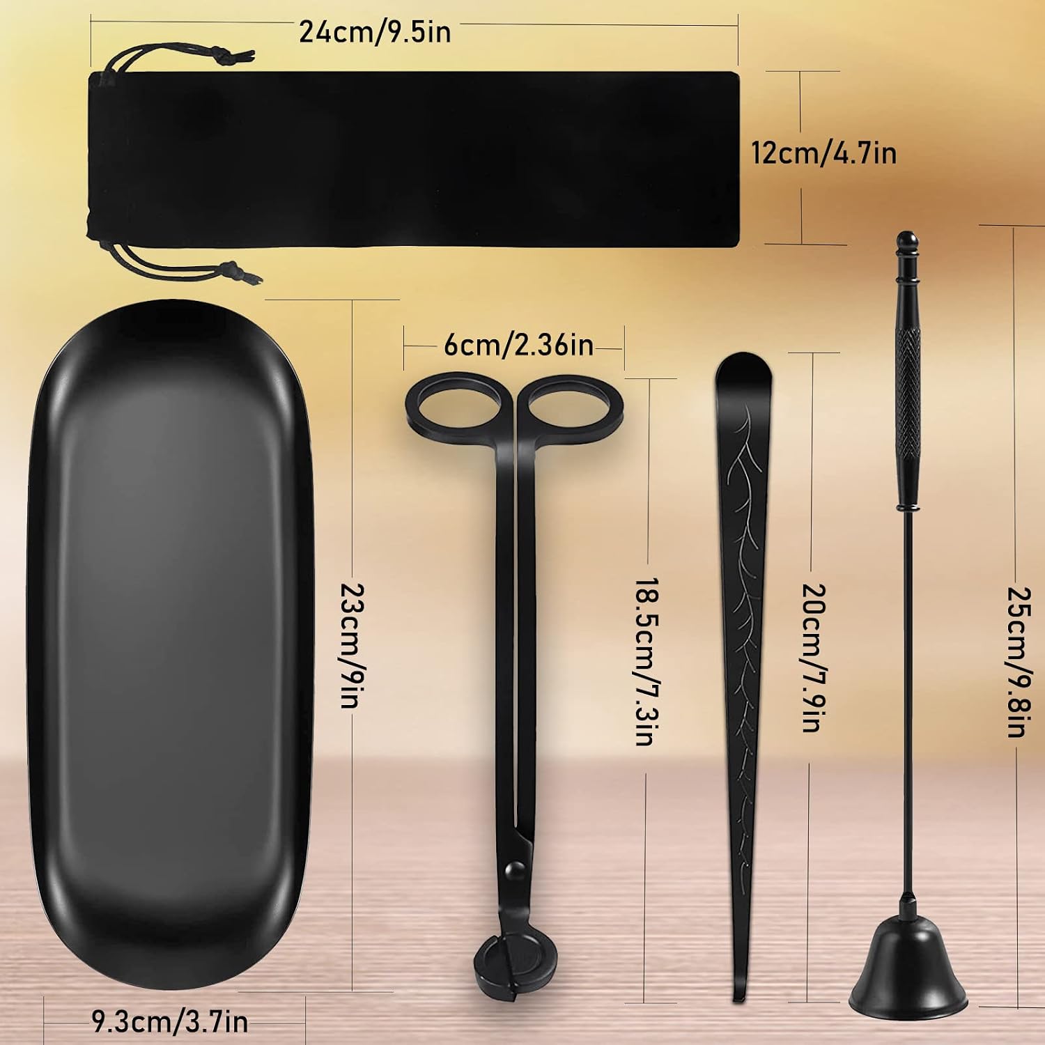 5IN1 Candle Accessory Set, Candle Wick Trimmer Cutter, Candle Snuffer & Candle Wick Dipper,Electric Lighter,Storage