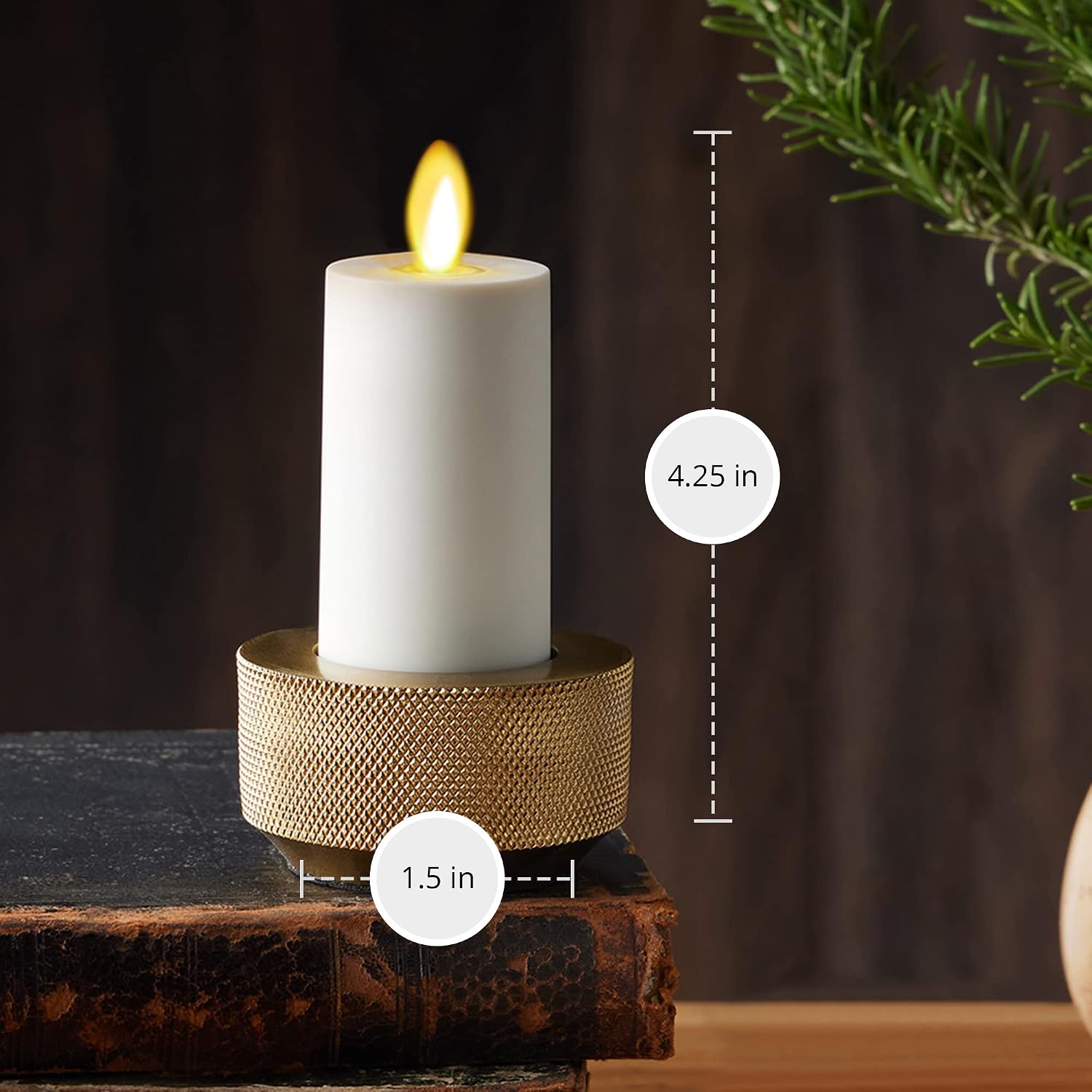 Luminara Votive Flameless LED Candle, Set of 2 Ivory 1.5" x 4", Moving Flame Battery Operated Timer Remote Ready IPX4