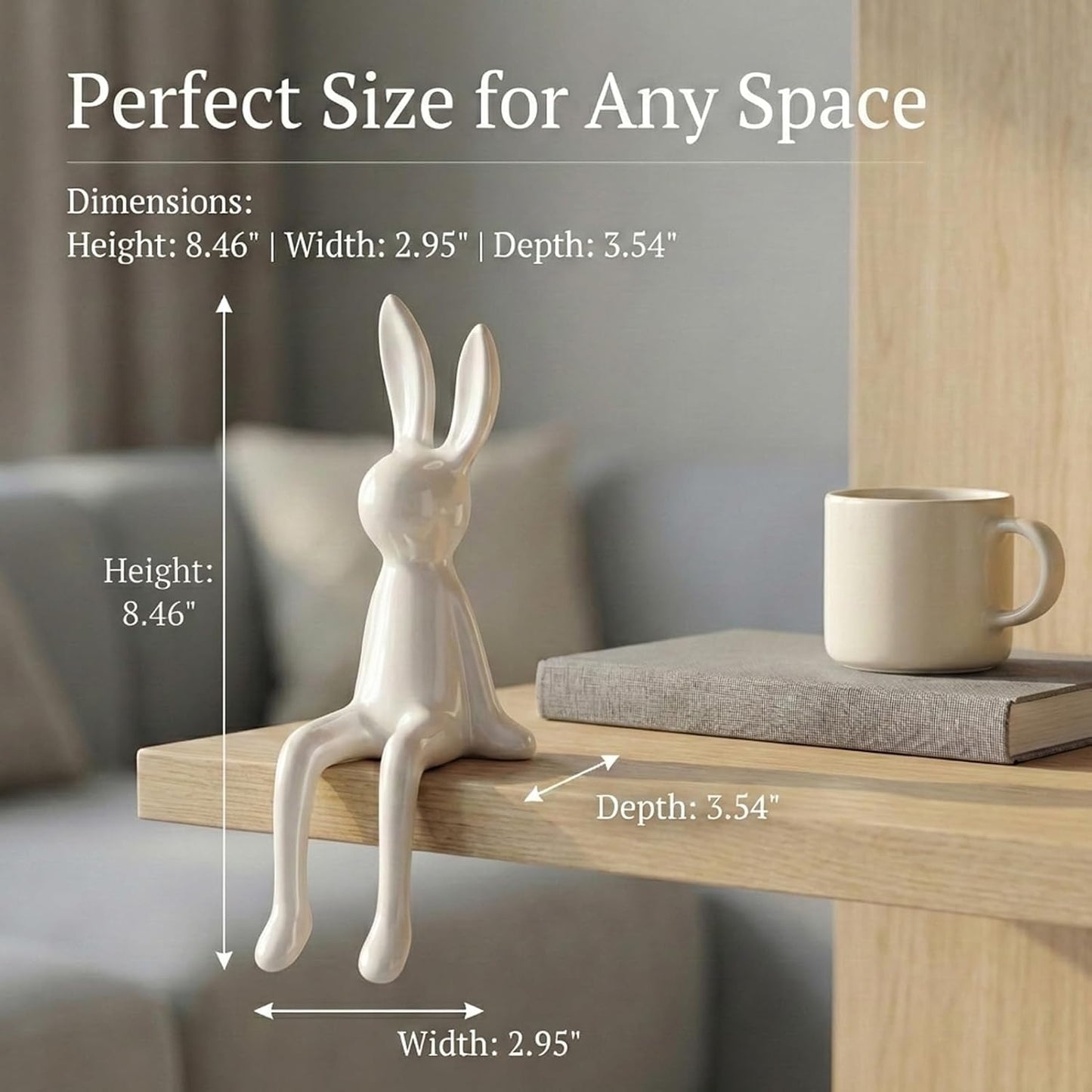 Ceramic Rabbit Figurine Bunny Statue / White