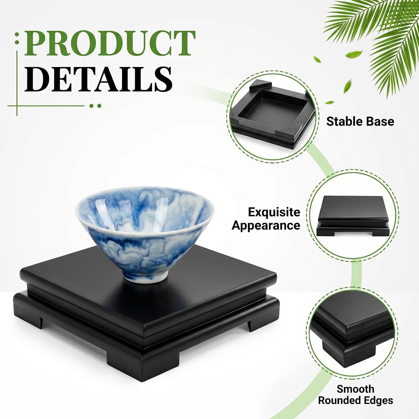 Square Wooden Display Stand / Black / Set of 2