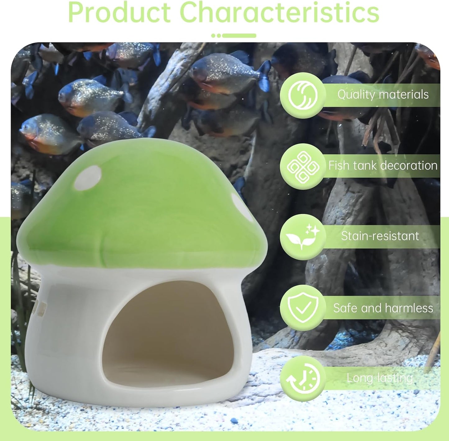 Aquarium Mushroom House Betta Fish Tank Accessory Decor Mini Ceramic Fish Hideout Shrimp / Green