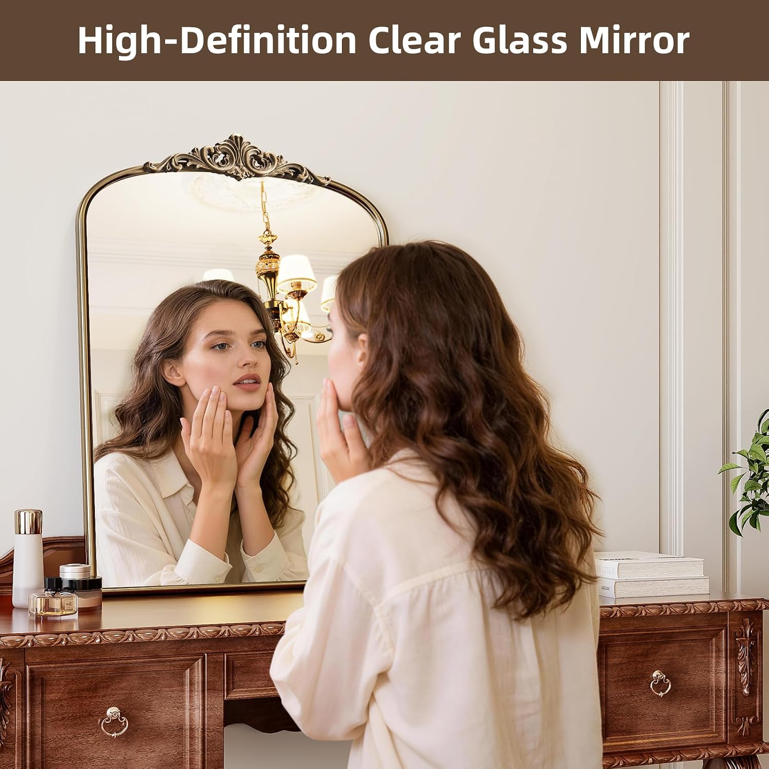 Vintage Golden Arch Mirror / Gold / 40"L x 30"W / 30 x 40