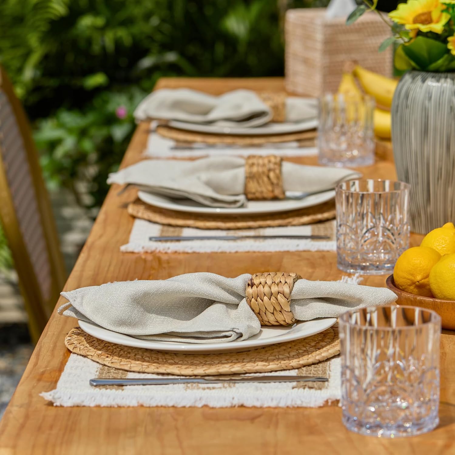 YANGQIHOME Boho Placemats Set of 8, Farmhouse Rustic Woven Placemats for Dining Table Decor, Handmade Braided Place