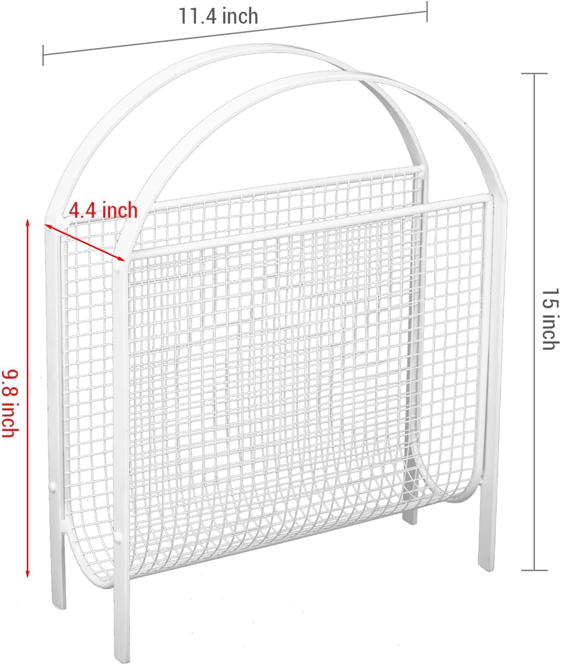 MyGift White Metal Mesh Magazine Rack, Mid Century Freestanding Holder | Sling-style storage keeps newspapers and