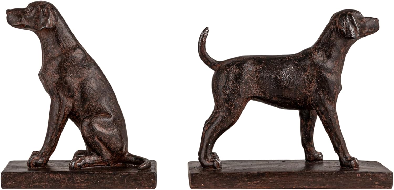 2-Piece Resin Dog Bookends / Black