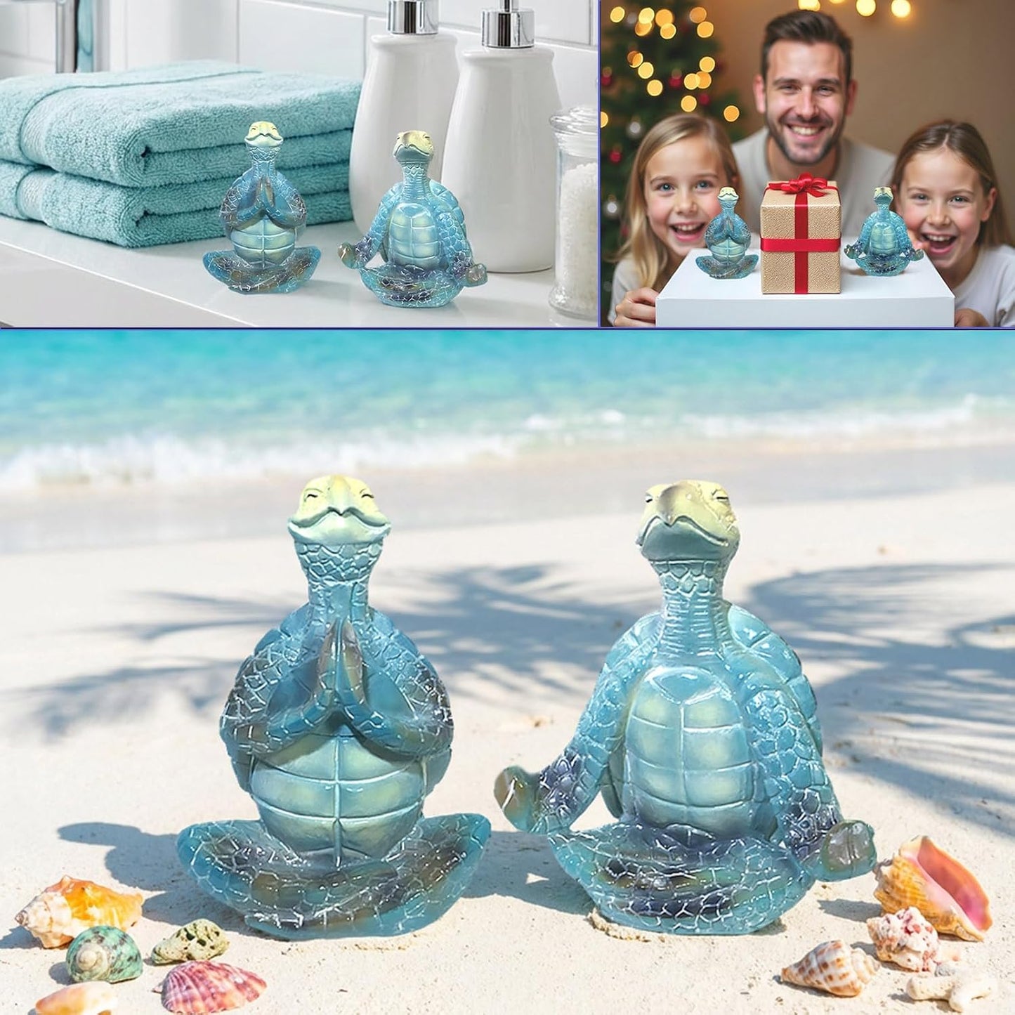 Yoga Sea Turtle Figurines / Blue / Set of 2