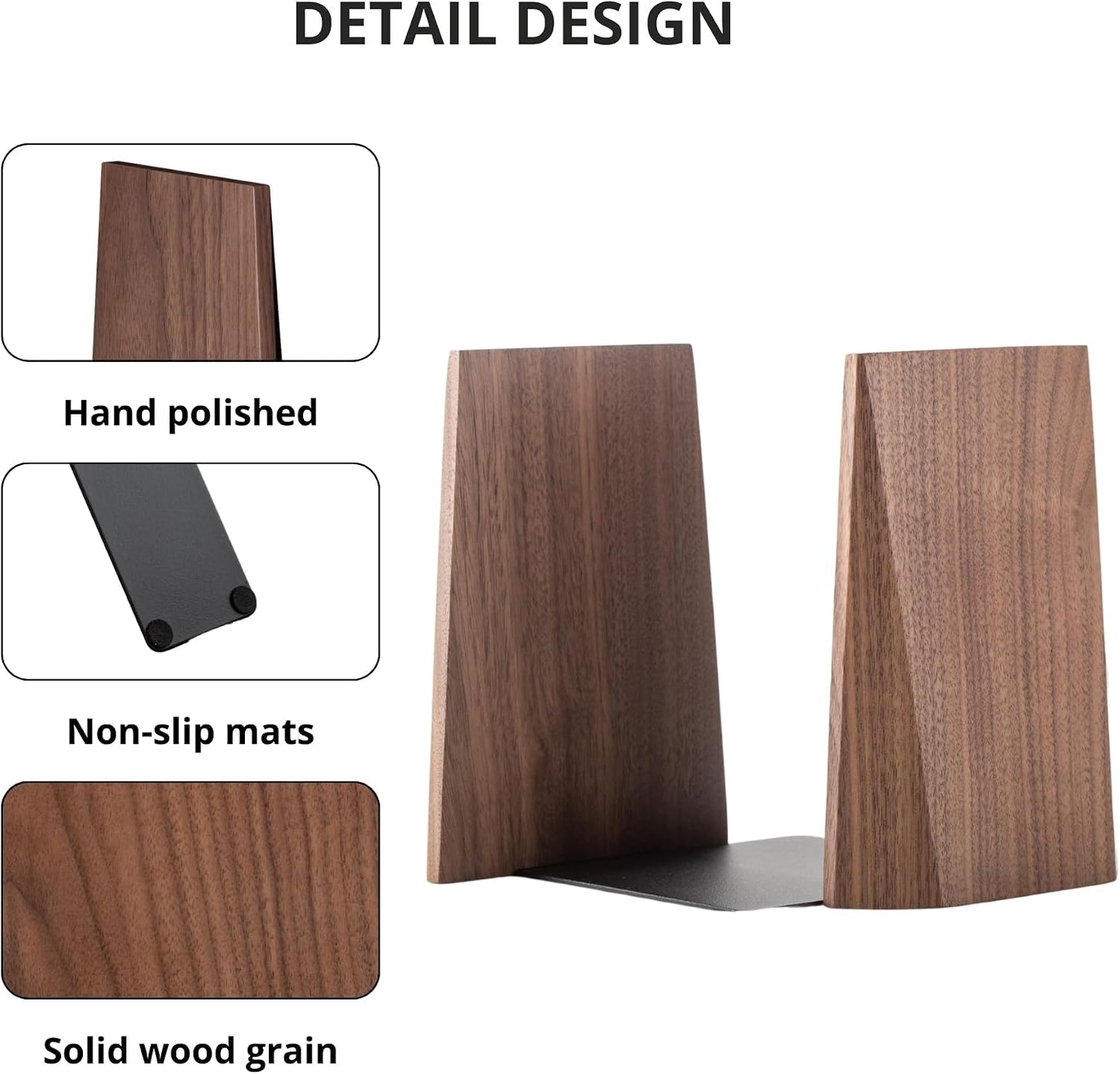 Handmade Wooden Bookends for Heavy Books