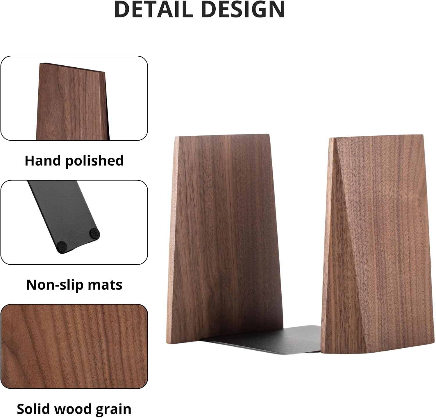 Handmade Wooden Bookends for Heavy Books