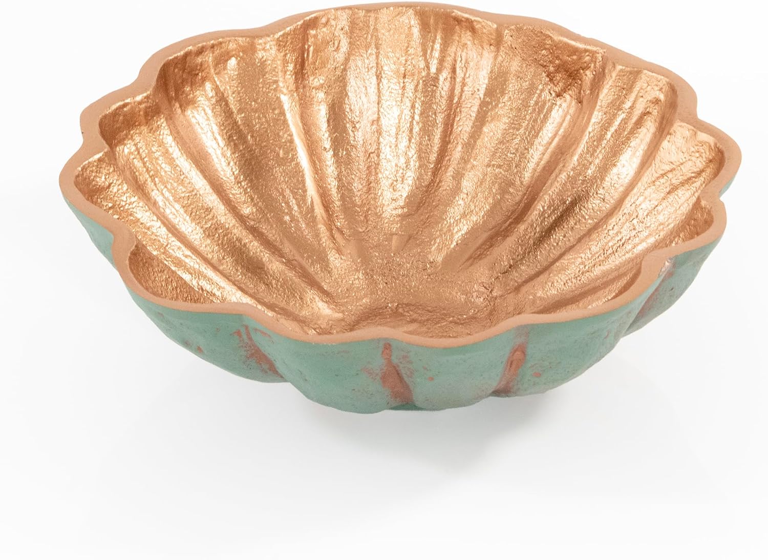 Decorative Metal Turquoise Copper Finish Round Bowls / Set of 2