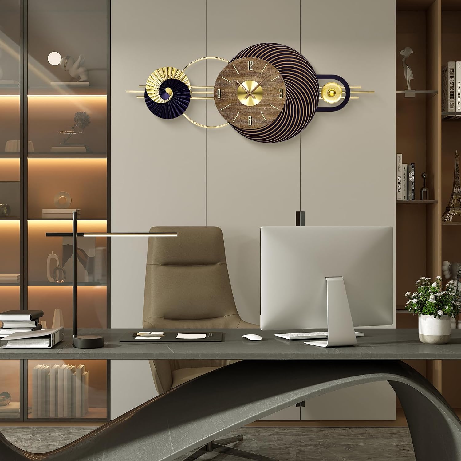 39x16 Inch Oversized Wall Clock Battery Operated, Modern Statement Decor | Quiet Movement, Easy to Read Display, Ideal