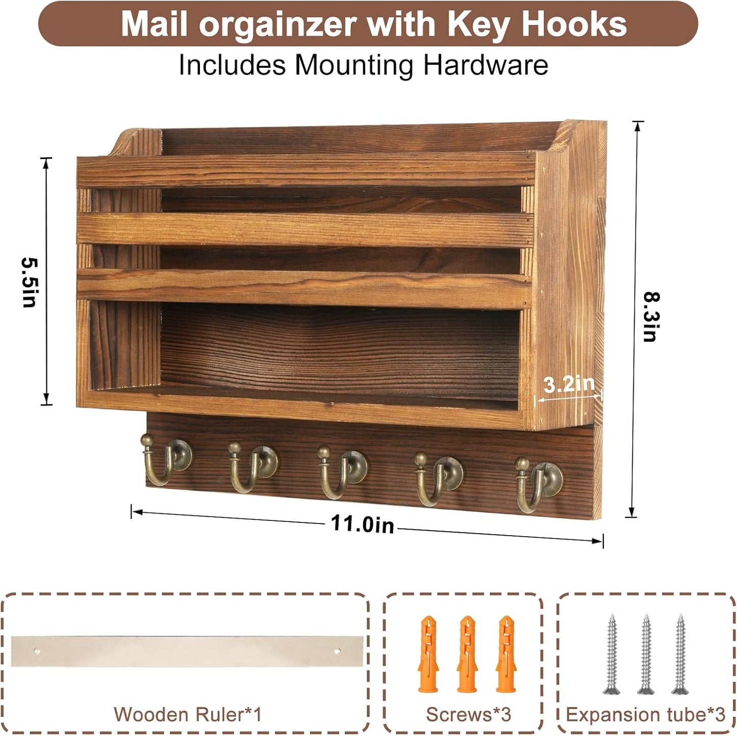 Key Holder Wall Mount / Brown
