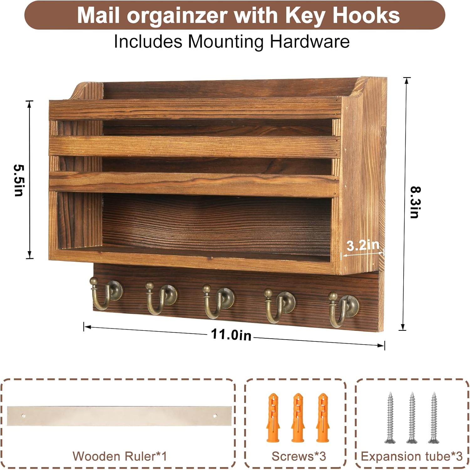 Key Holder Wall Mount / Brown