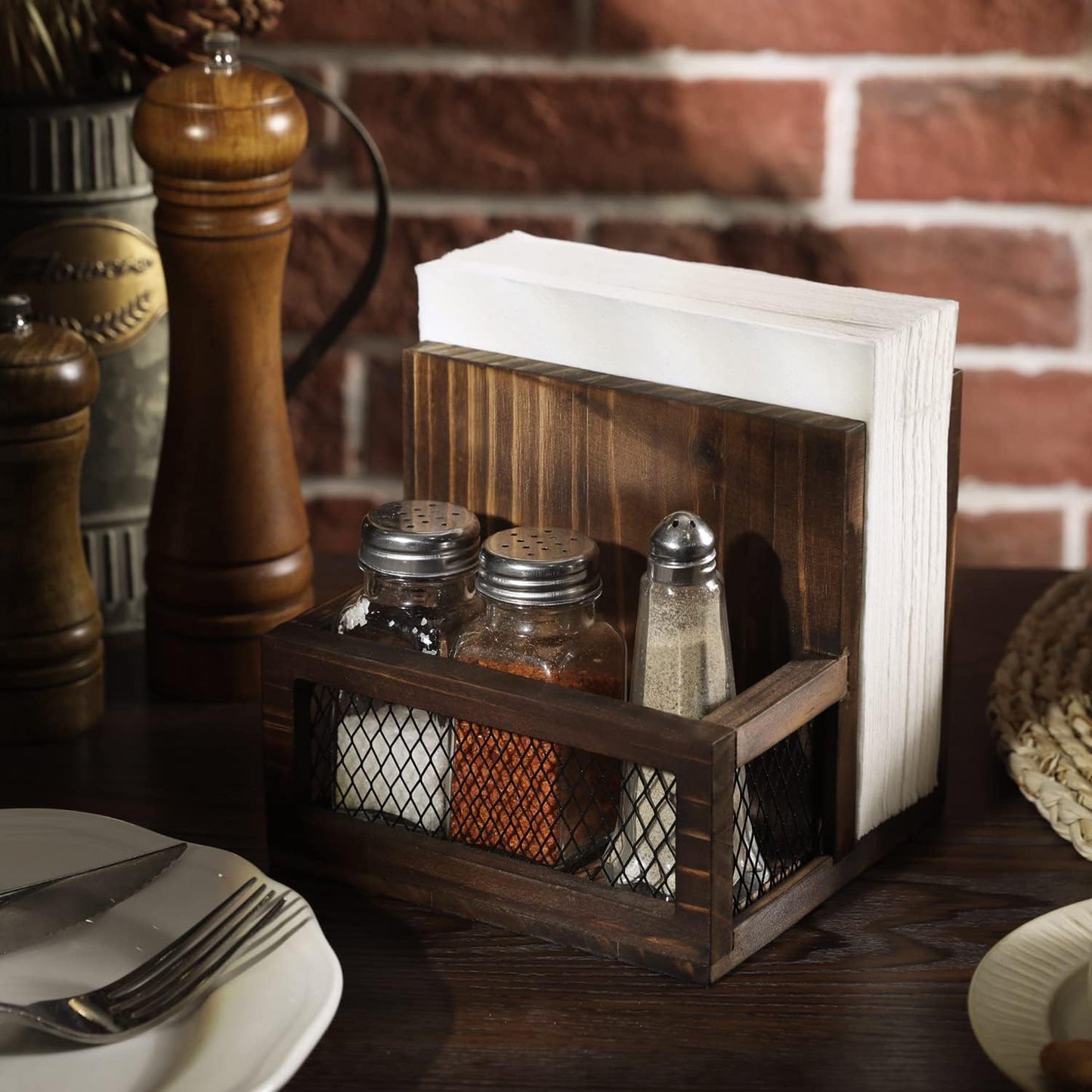 Farmhouse Multifunctional Napkin Holder / Burnt