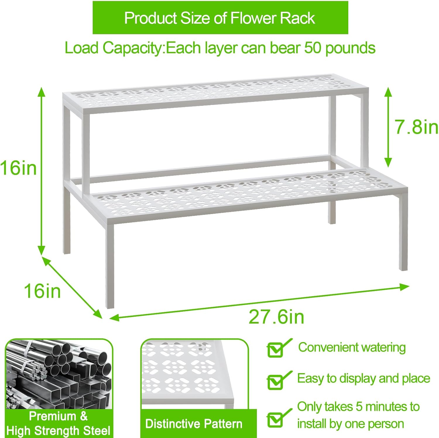 Garden 4 you 2-Tier Metal Plant Stand, Heavy Duty Flower Pot Display Rack | 2-tier design for multiple pots,Heavy-duty