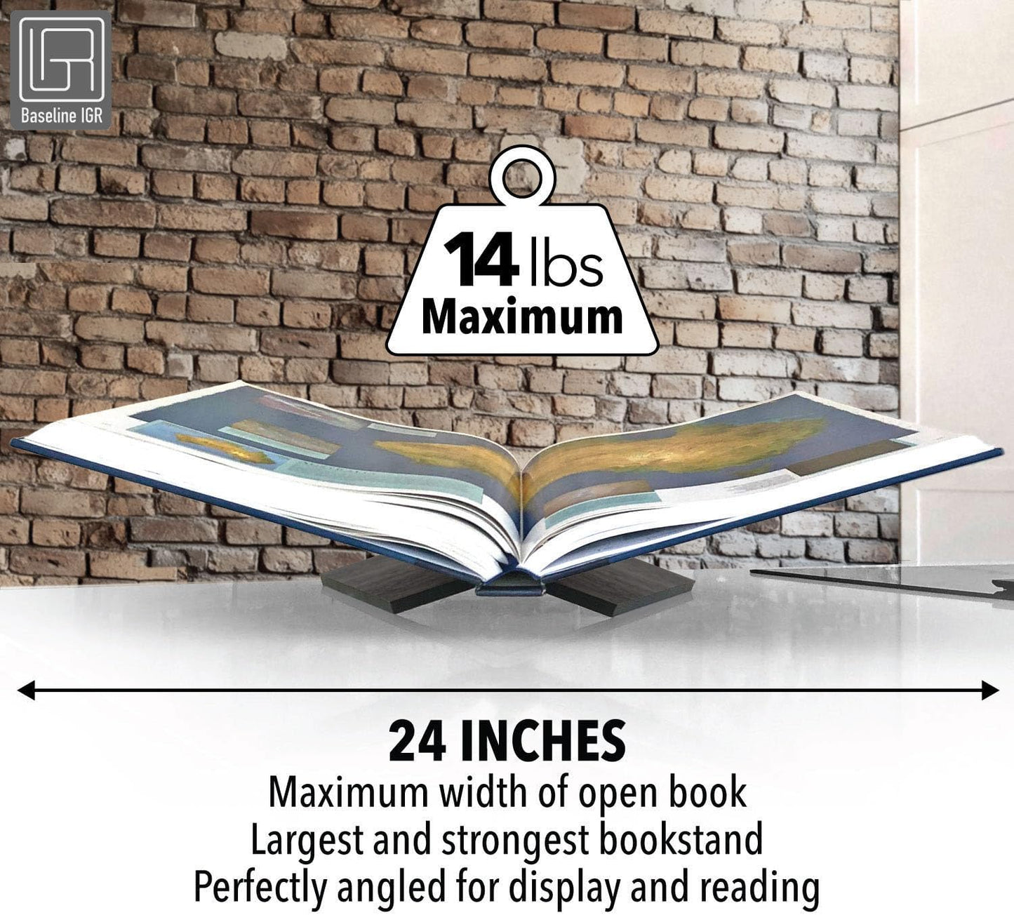 Strong Angled Modern Wood Book Stands for Display - Large Bookstand- 12.5" x 9.5" x 5.5" Wooden Bible Stand Display