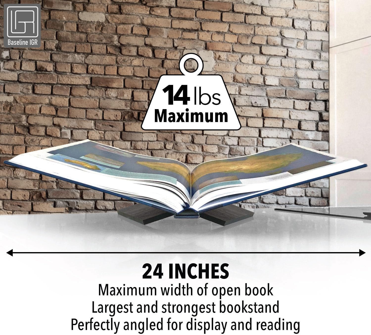 Strong Angled Modern Wood Book Stands for Display - Large Bookstand- 12.5" x 9.5" x 5.5" Wooden Bible Stand Display