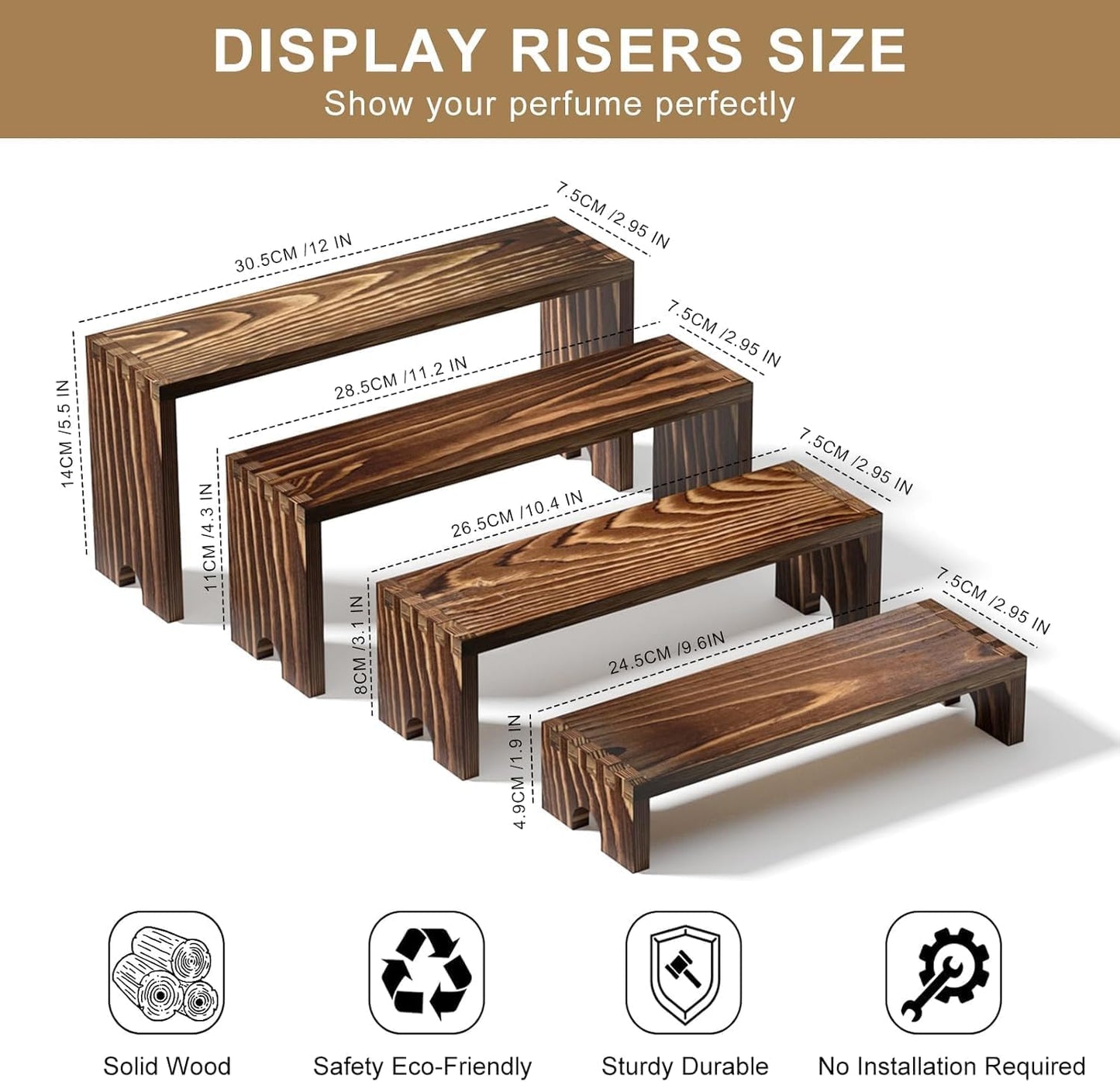 Stackable Wood Cupcake Display Stand / Dark Brown / Set of 2