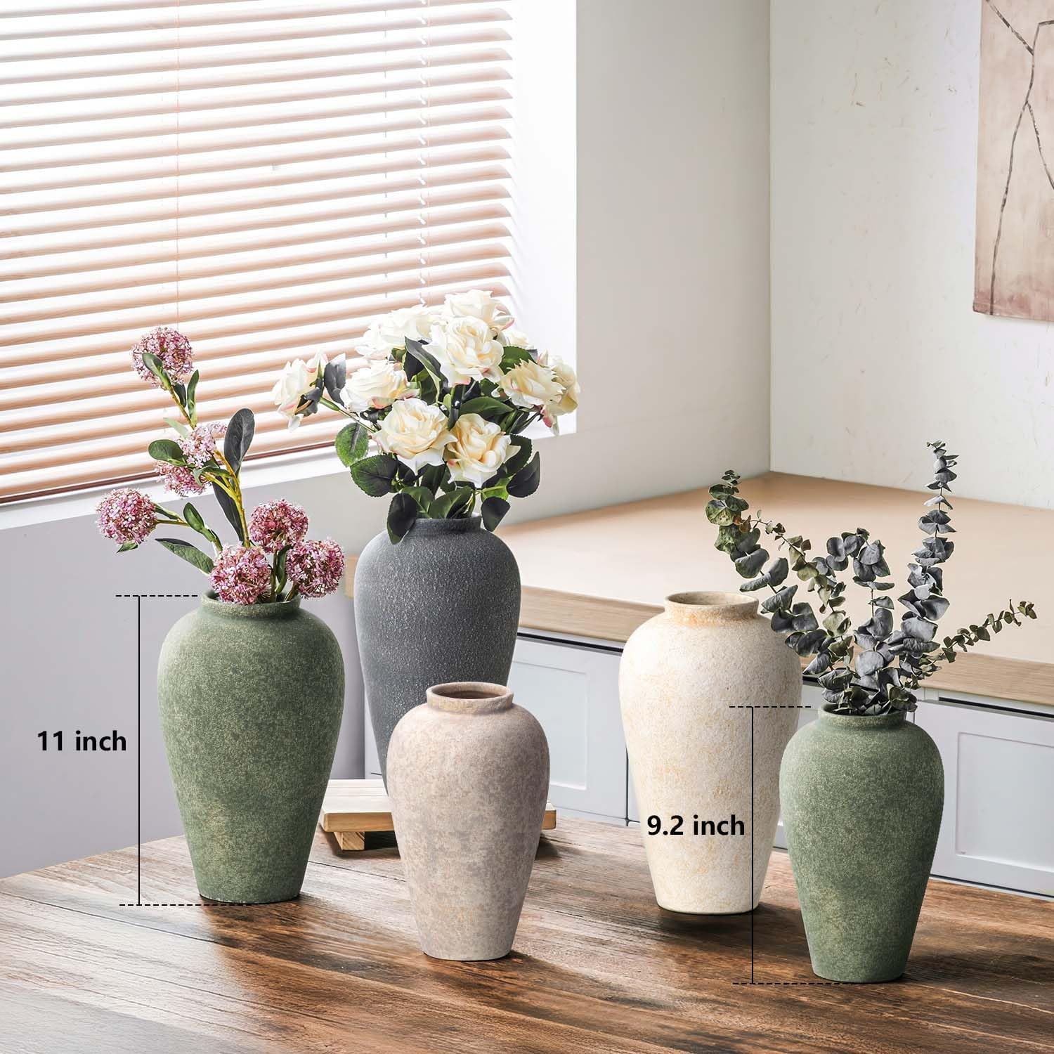 Rustic Decorative Vases / Farmhouse Green-9.2 / 9.2 Inch