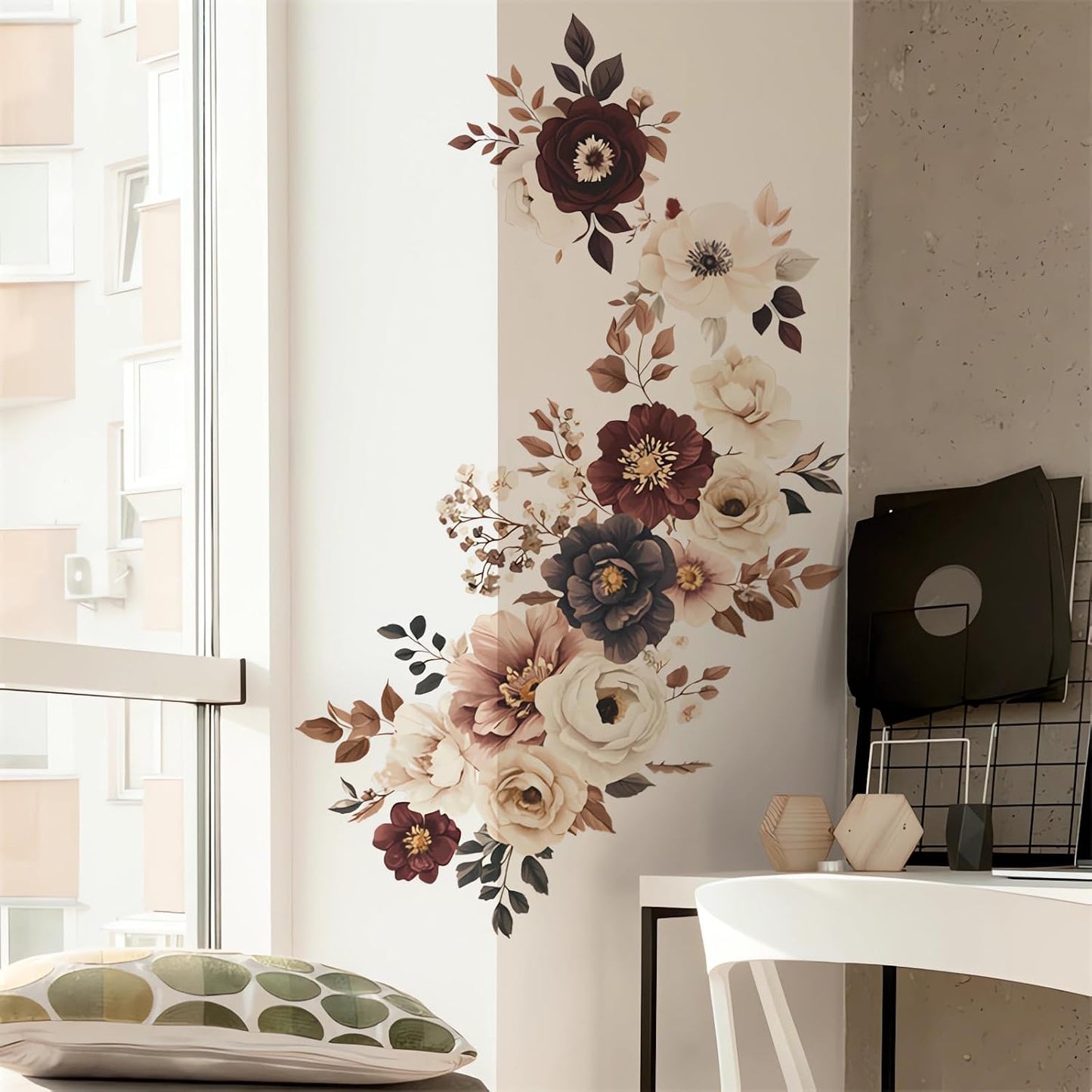 Elegant Peony Rose Flower Wall Stickers