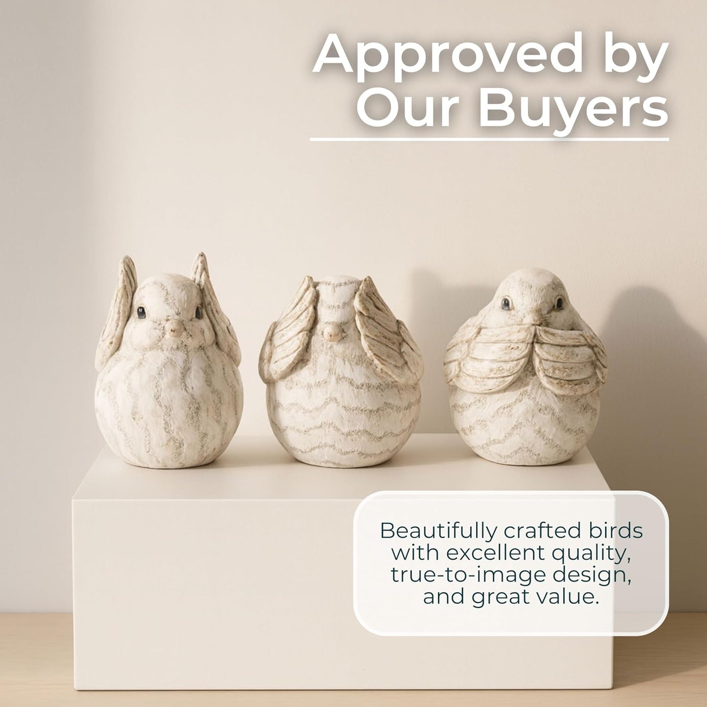 Polyresin Rustic Bird Statues / Set of 3