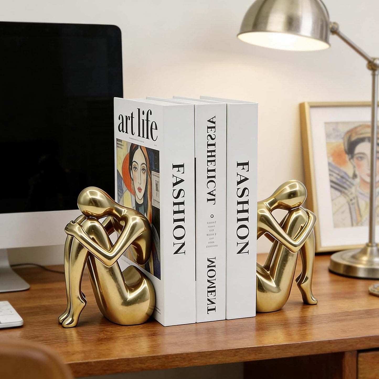 Modern Decorative Resin Book Ends for Heavy Books / Golden