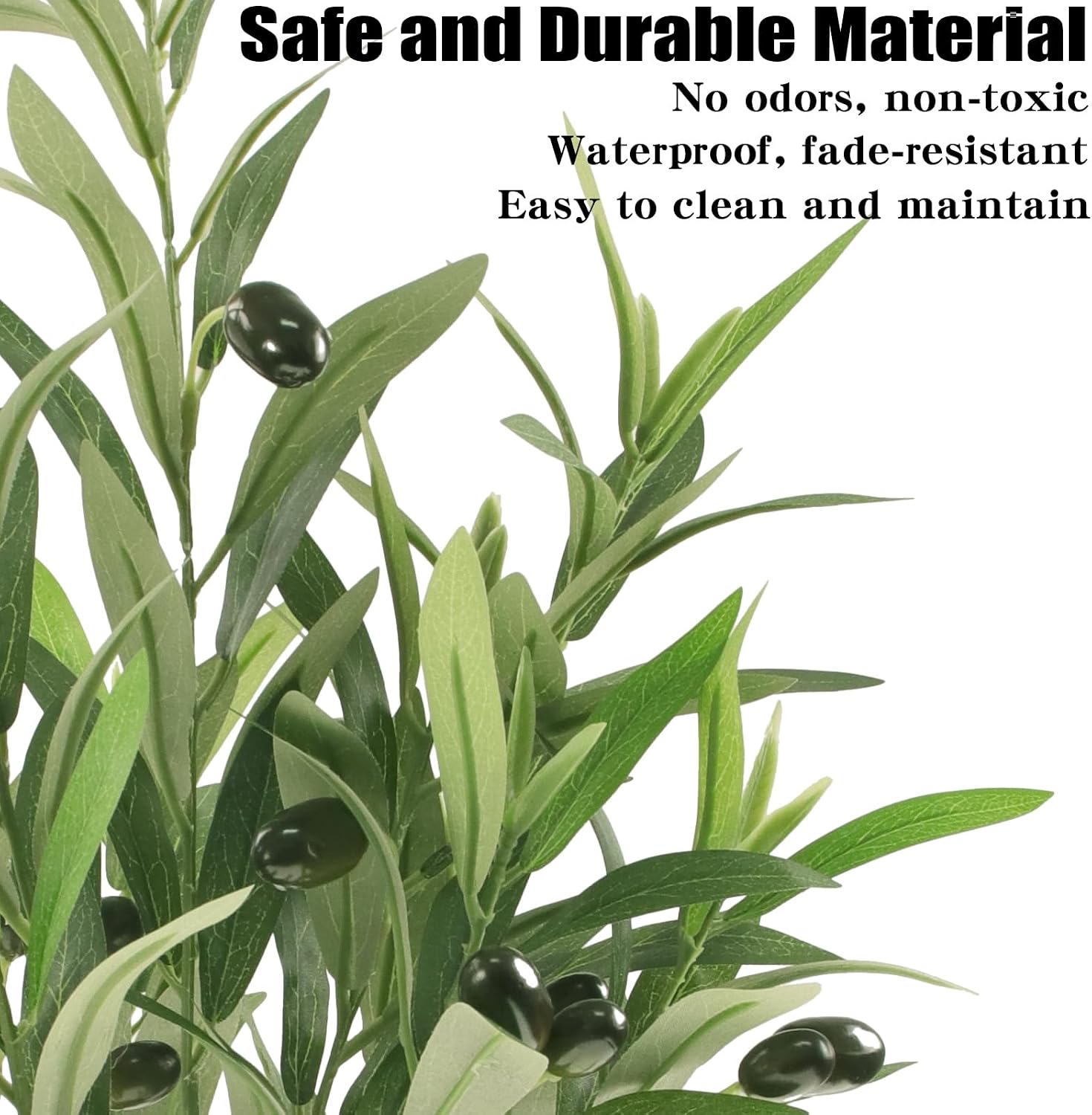 Artificial Olive Branches in Pot / Potted Olive / White