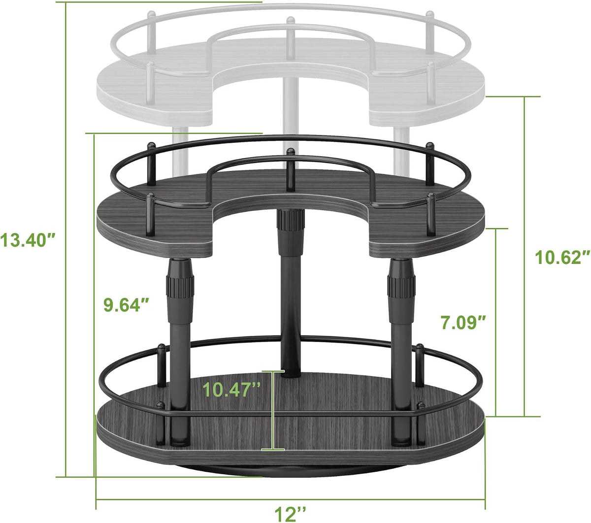 Across-Star Lazy-Susan-Spice-Rack -Organizer For Cabinet With Adjustable Height, 12 inch Rotating Seasoning Holder