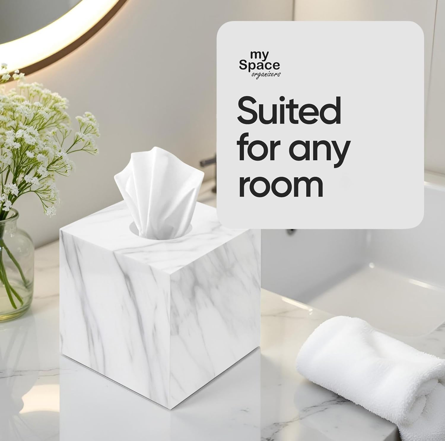 Tissue Box Cover Holder Tissue Box Holder Bathroom Vanity Nightstand Bedroom / Marble / Square