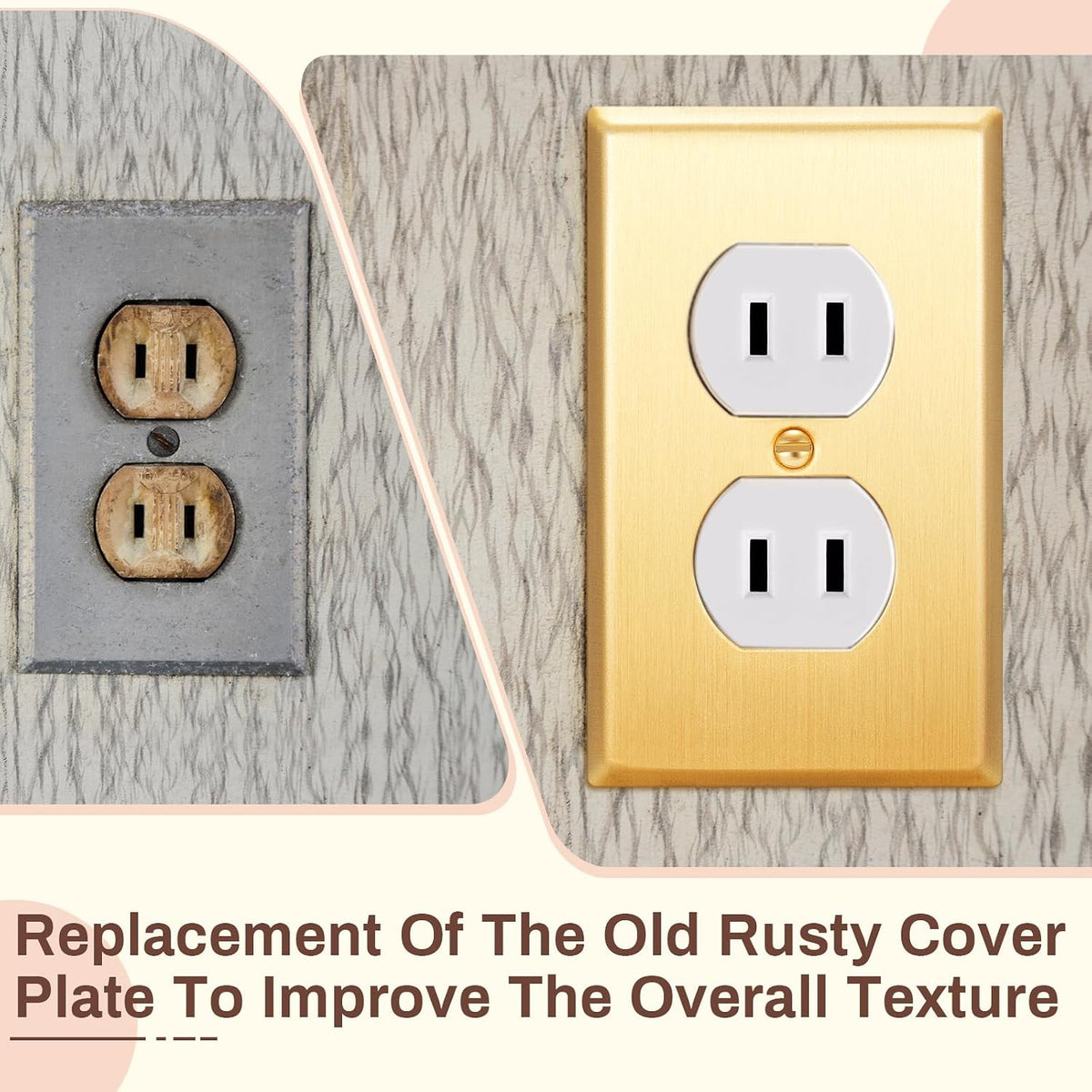 Zonon 16 Pack Gold Outlet Covers 4.50" x 2.76" Duplex Outlet Cover Brass Metal Brushed Decorative Gold Receptacle Wall