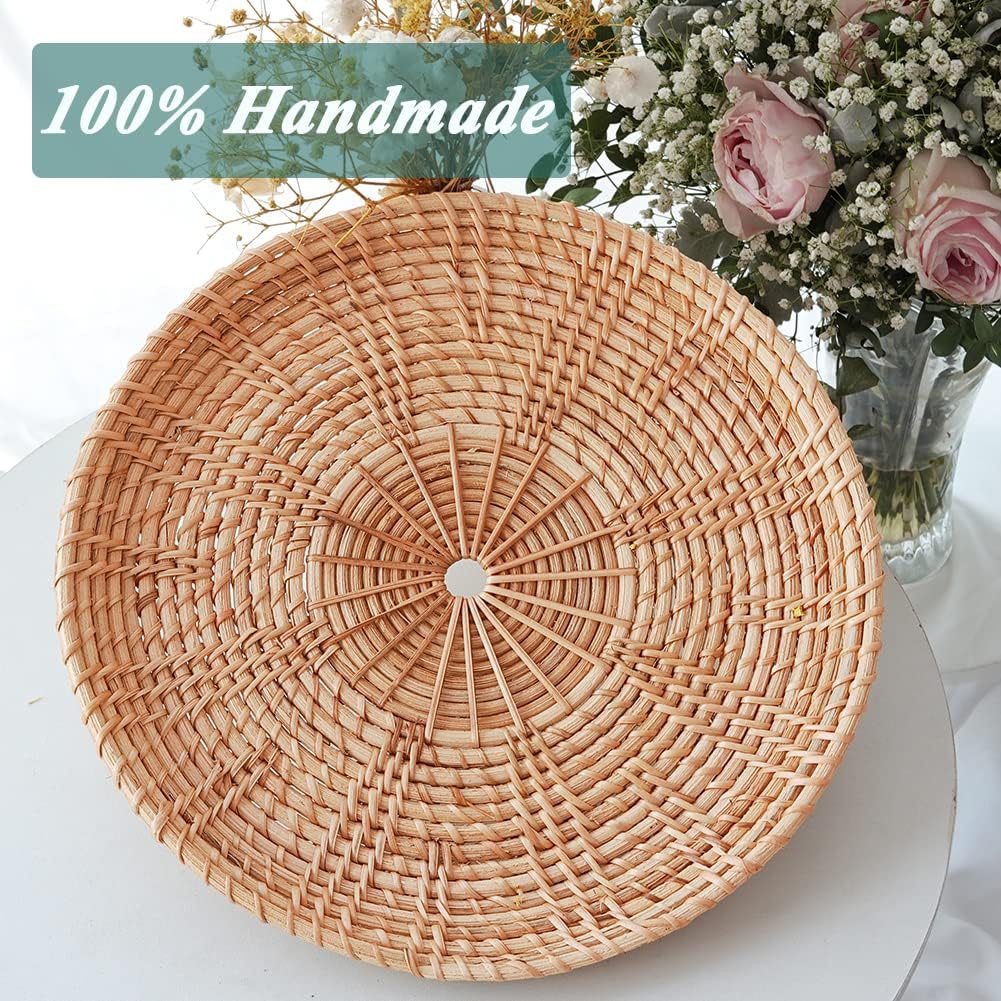 Round Decor Rattan Centerpiece Tray for Candle Vase Holder Keys Remote Tray for Entryway / 11 Inch