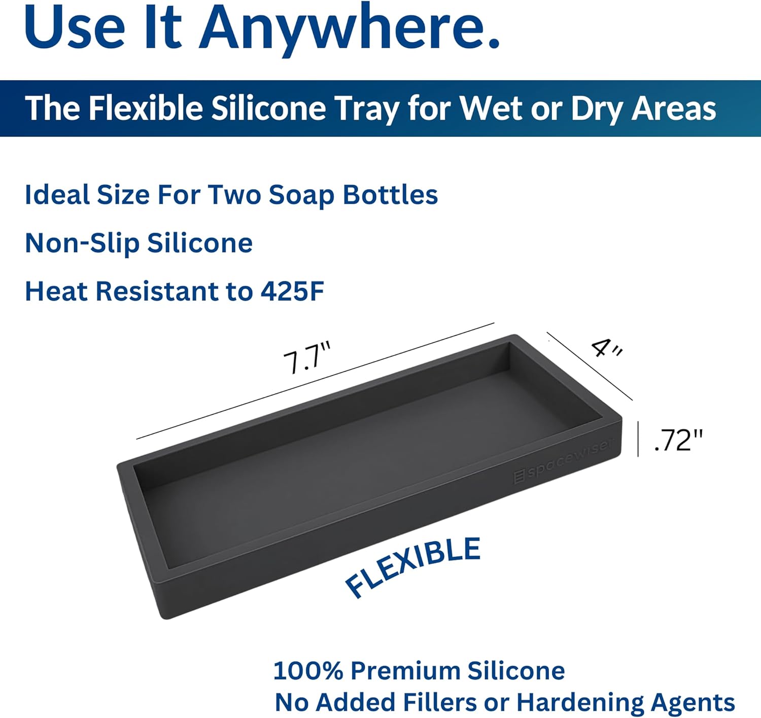 Silicone Tray / Bathroom Trays / Black / Small 7.7