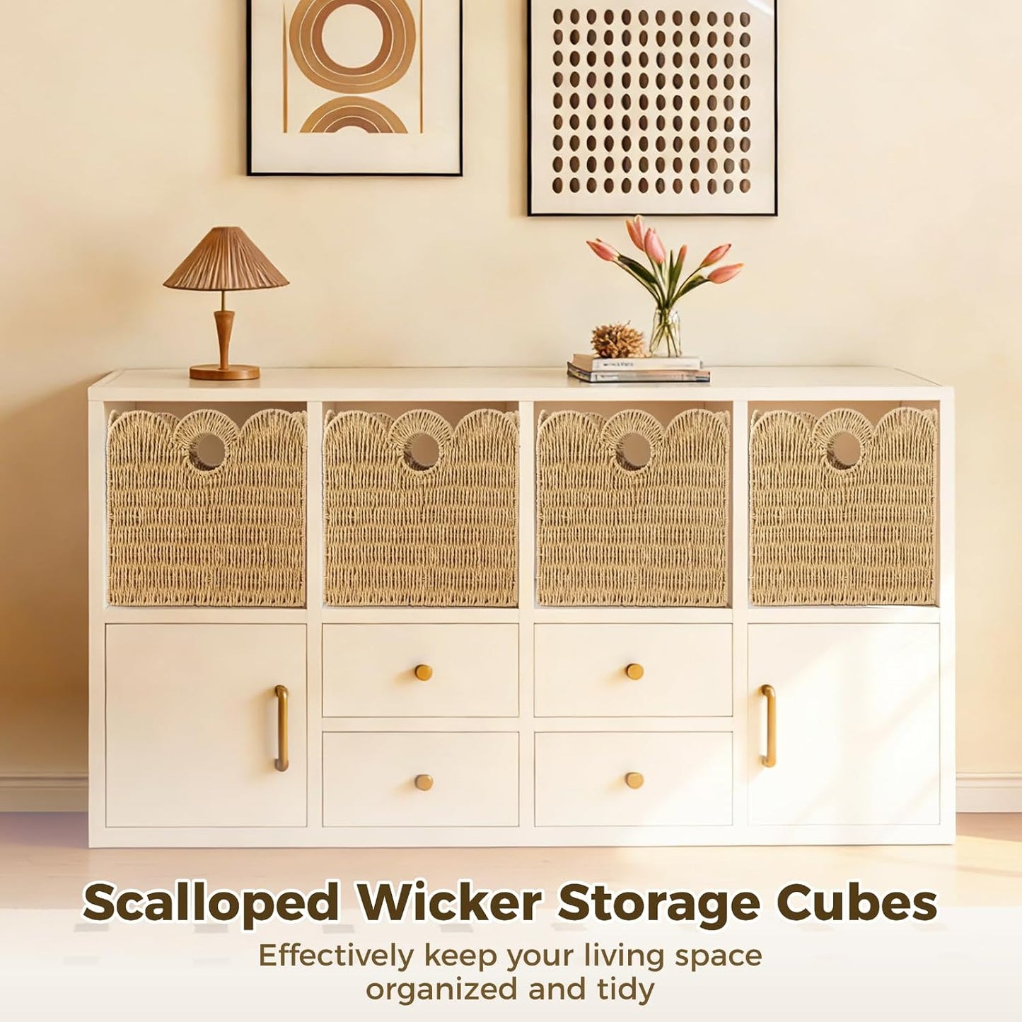 Woven Paper Rope Storage Baskets / 12 x 12 / Set of 4