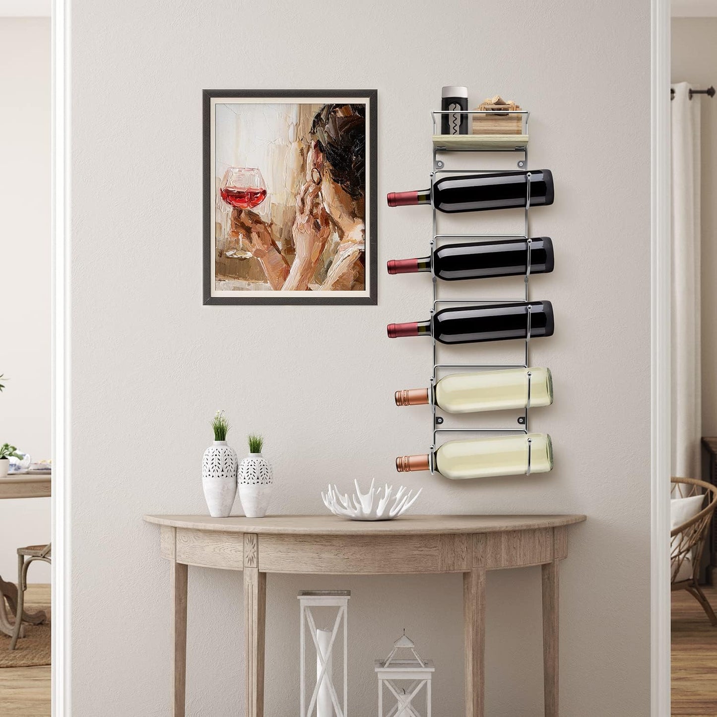 Sorbus Wall Towel Rack, 5-Tier Wood Shelf, Wall Mounted (Silver) | Five-tier metal holder for rolled bath towels