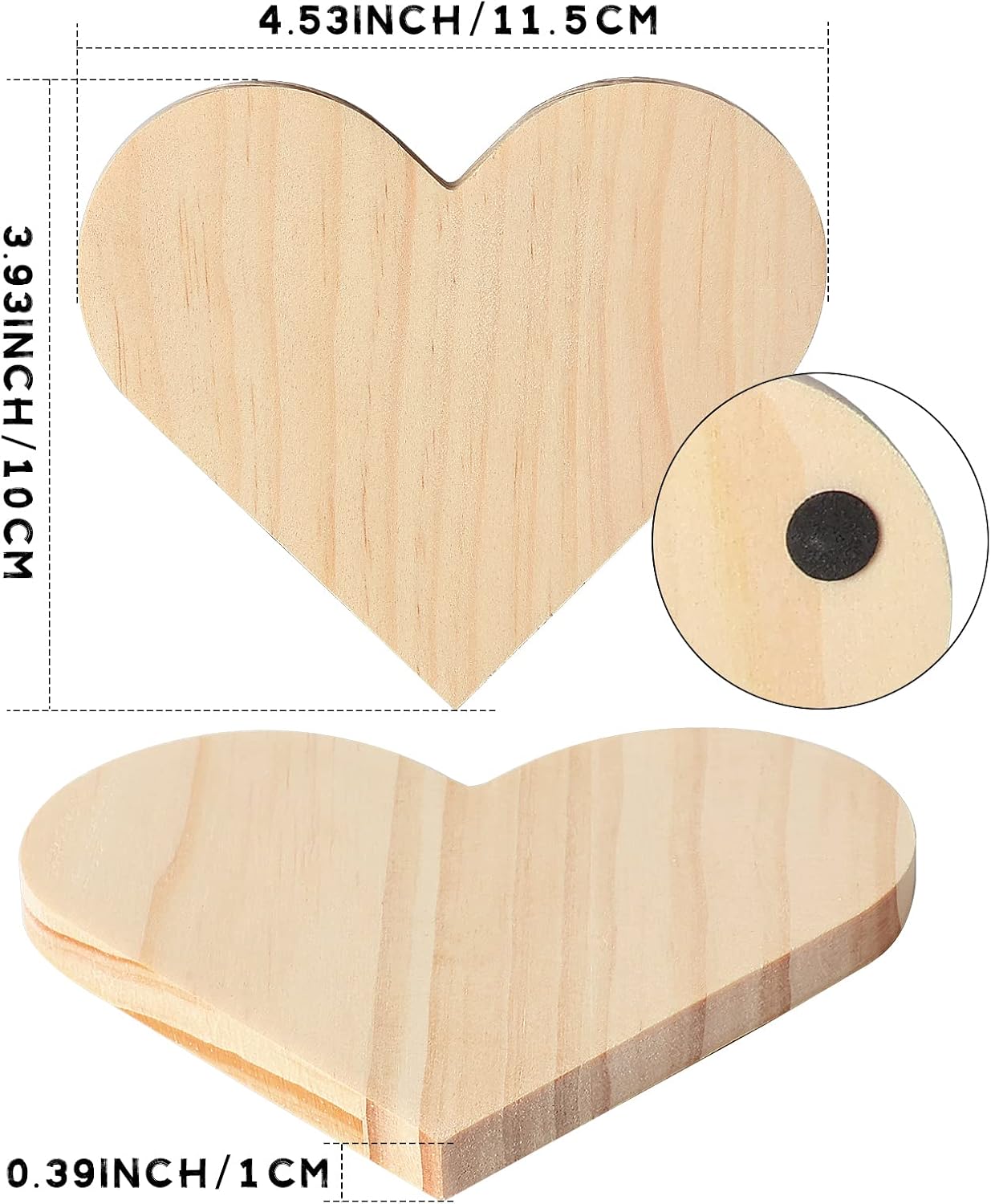Wooden Slices Blanks Bulk Set / Heart / 4.5 Inch / Set of 12