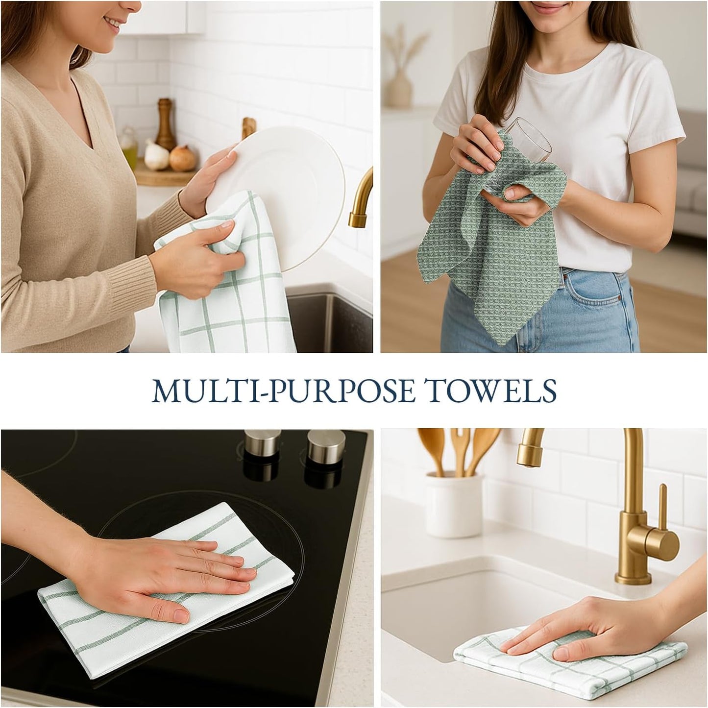 LANE LINEN Kitchen Towels Set - Pack of 12 Cotton Dish Towels for Drying Dishes, 18”x 28”, Premium Hand Towels, Tea