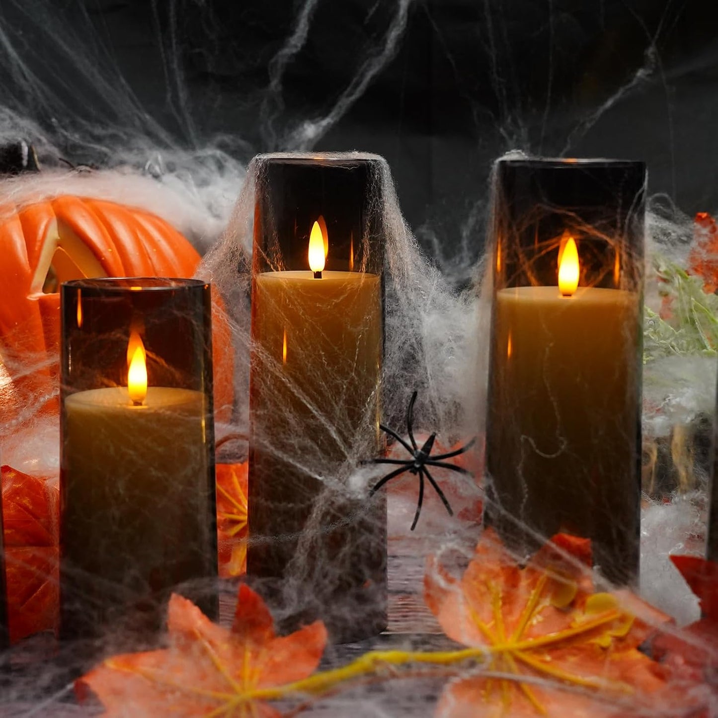 kakoya Flickering Flameless Candles Battery Operated with Remote and 2/4/6/8 H Timer Plexiglass Led Pillar Candles Pack