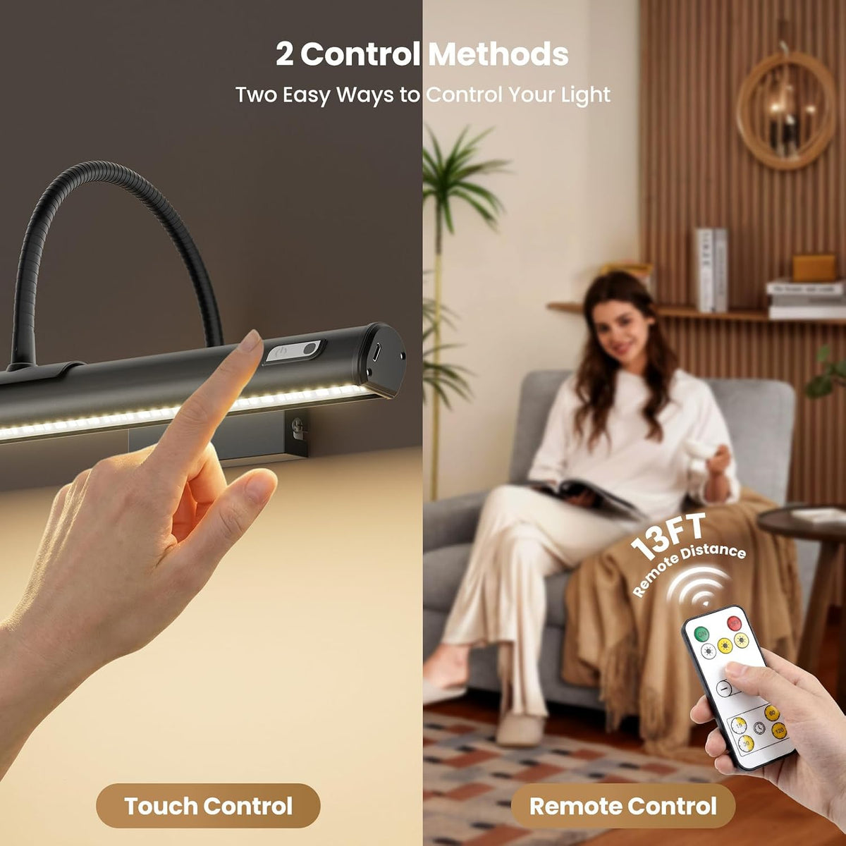 iMaihom Picture Lights for Wall Battery Operated, 15.3" Rechargeable Picture Light with Remote, Magnetic Cordless Art