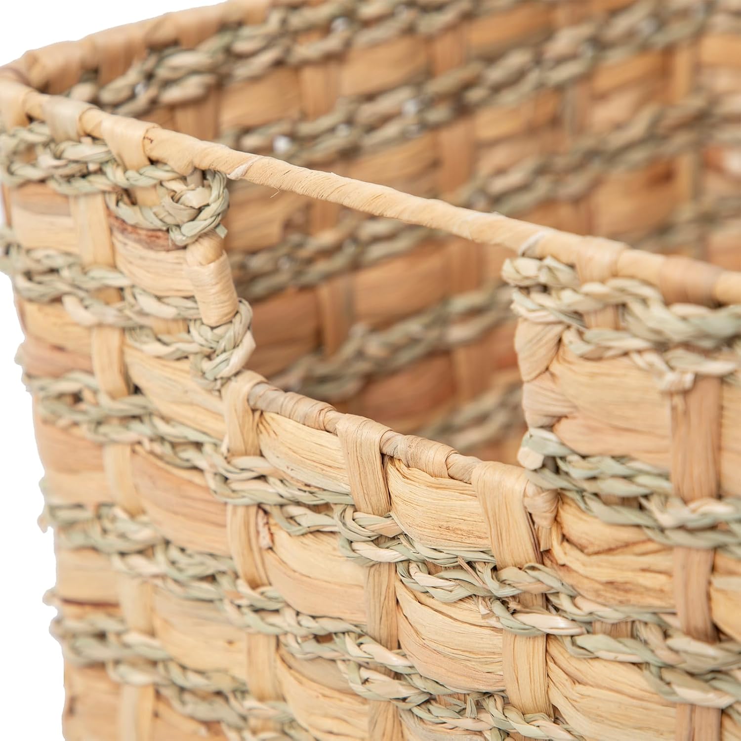 Metal Frame / Artisan Woven Rustic Organizer / 10.6 x 10.6 x 6.7 / Small