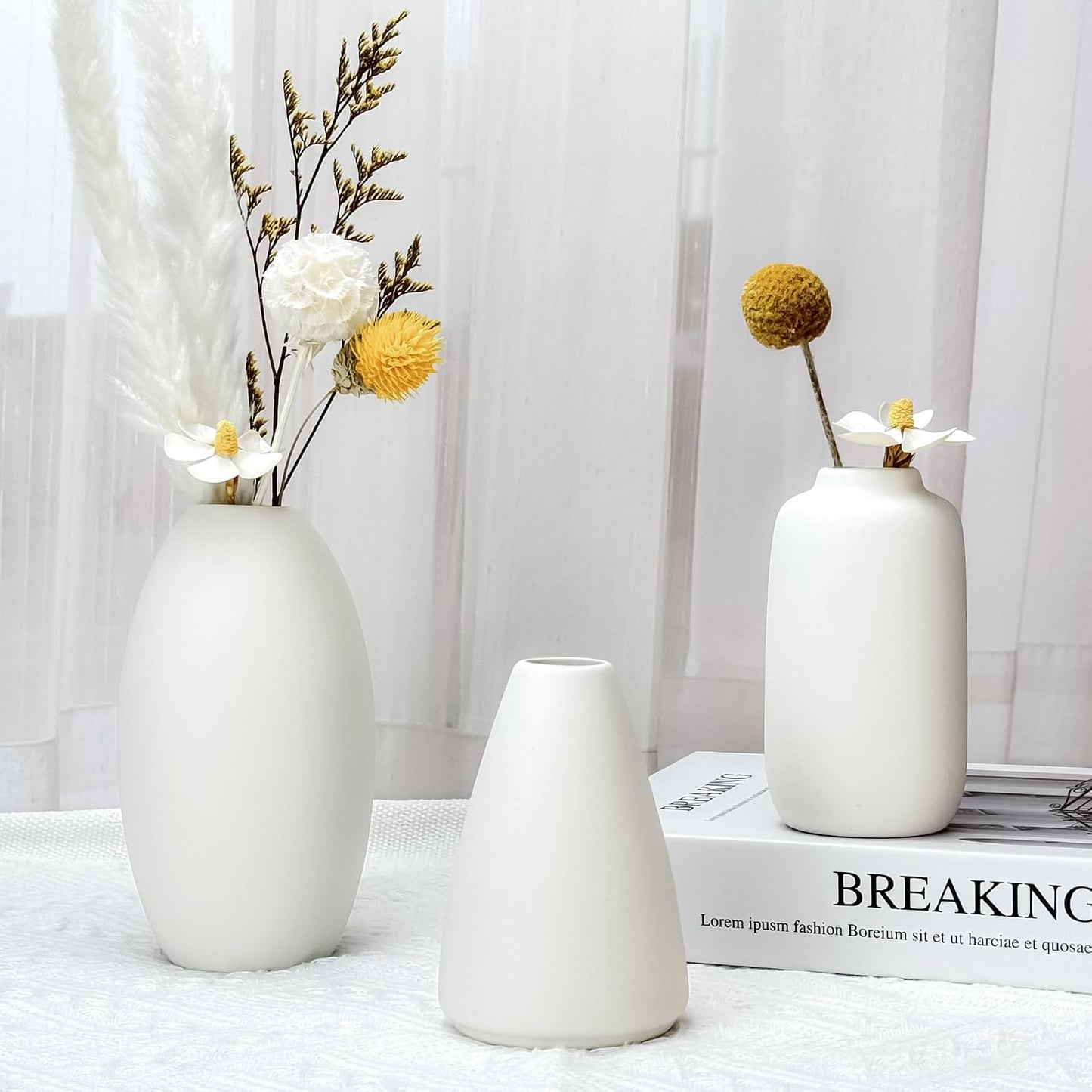 Small Ceramic Flower Vases Bulk Bud Vases / White-10 / Set of 10