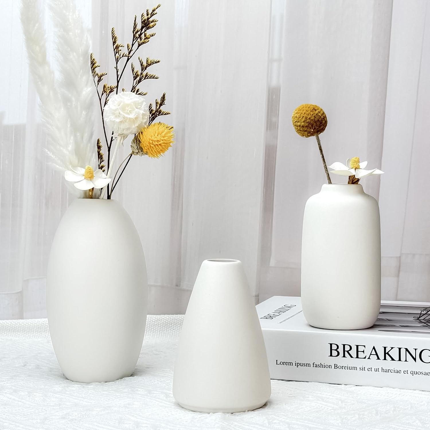 Small Ceramic Flower Vases Bulk Bud Vases / White-10 / Set of 10