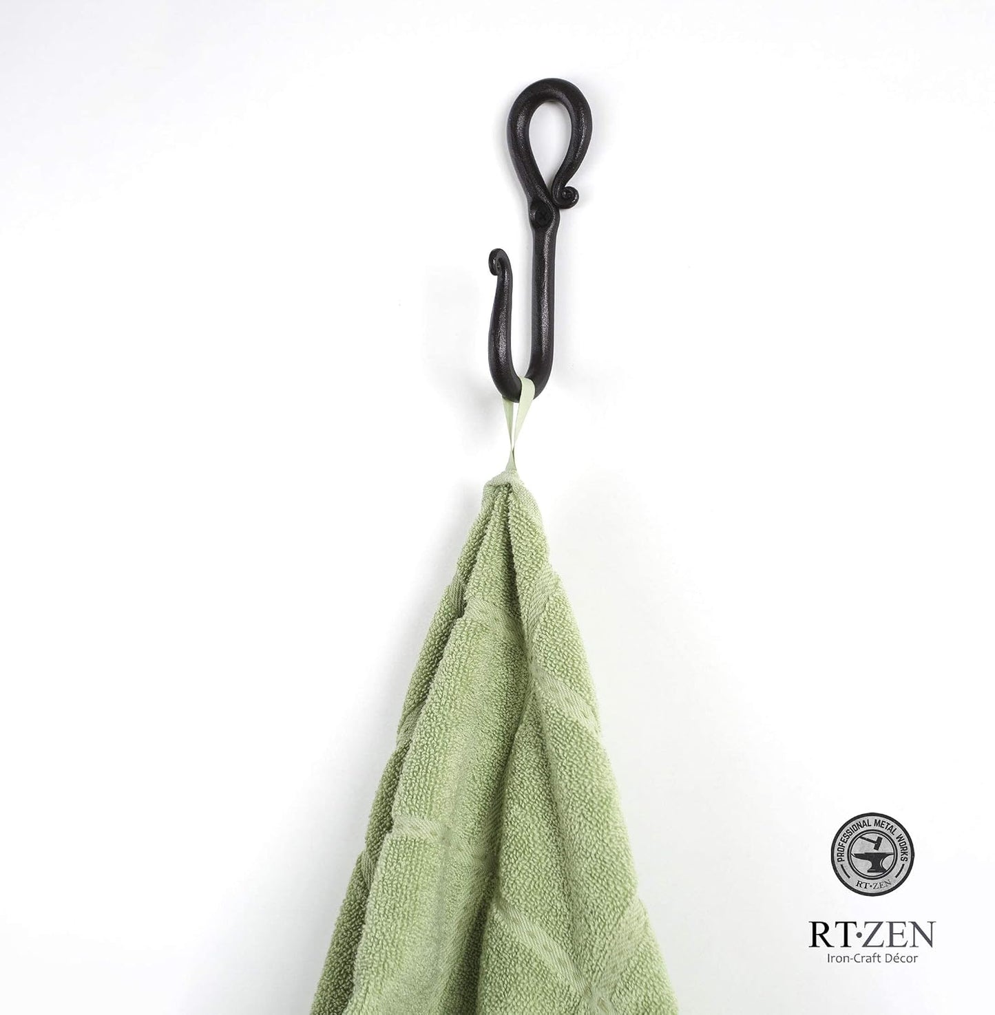 Wrought Iron Decorative Rustic Metal Coat Hooks for Hanging / Hook Loop