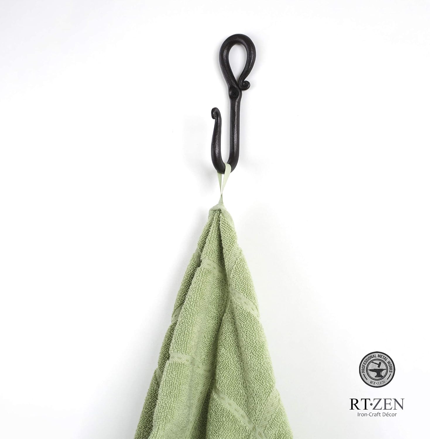 Wrought Iron Decorative Rustic Metal Coat Hooks for Hanging / Hook Loop