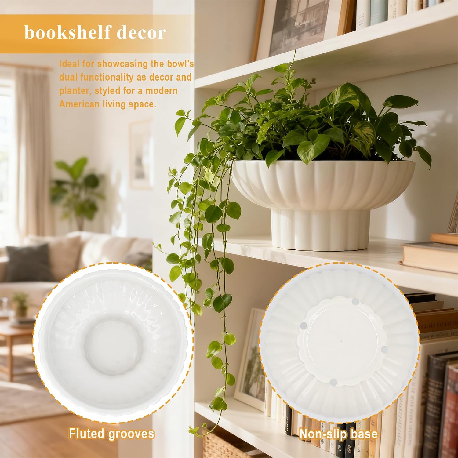 Small Modern Pedestal Bowl / Glossy White / Ceramic / 8 Inch / Set of 8