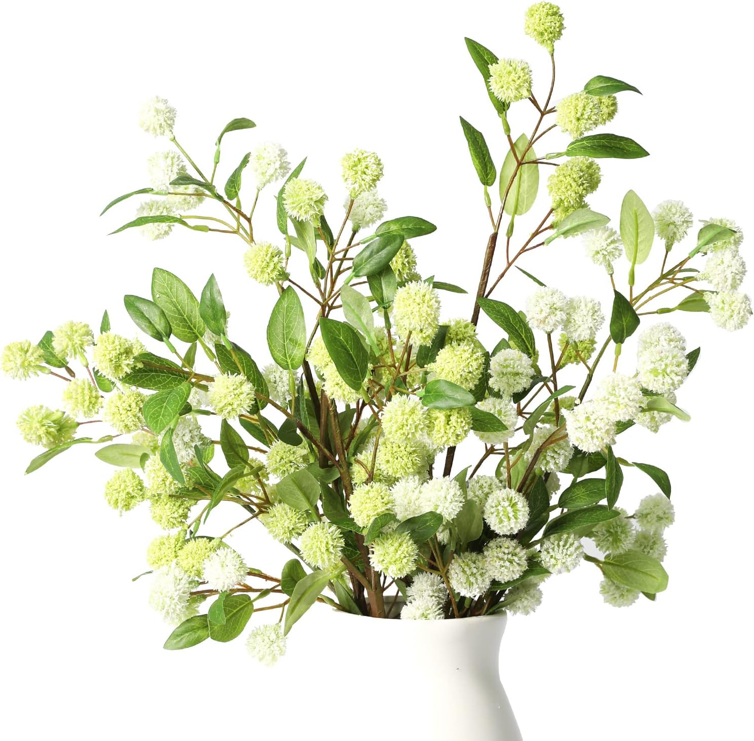 Artificial Plants / 35.4" Green Faux Branches for Vase / White Orchid Fruit / Set of 4