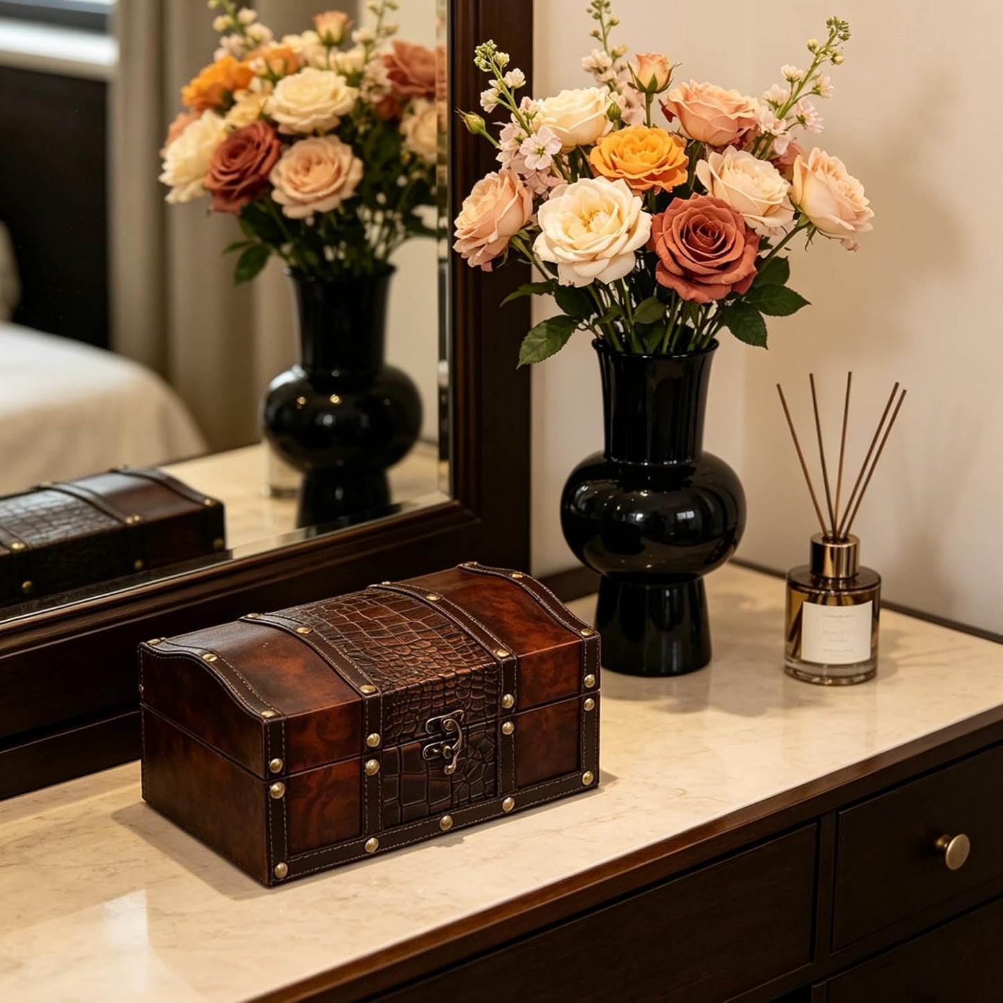 Decorative Wooden Storage Box / Brown / 9 Inch