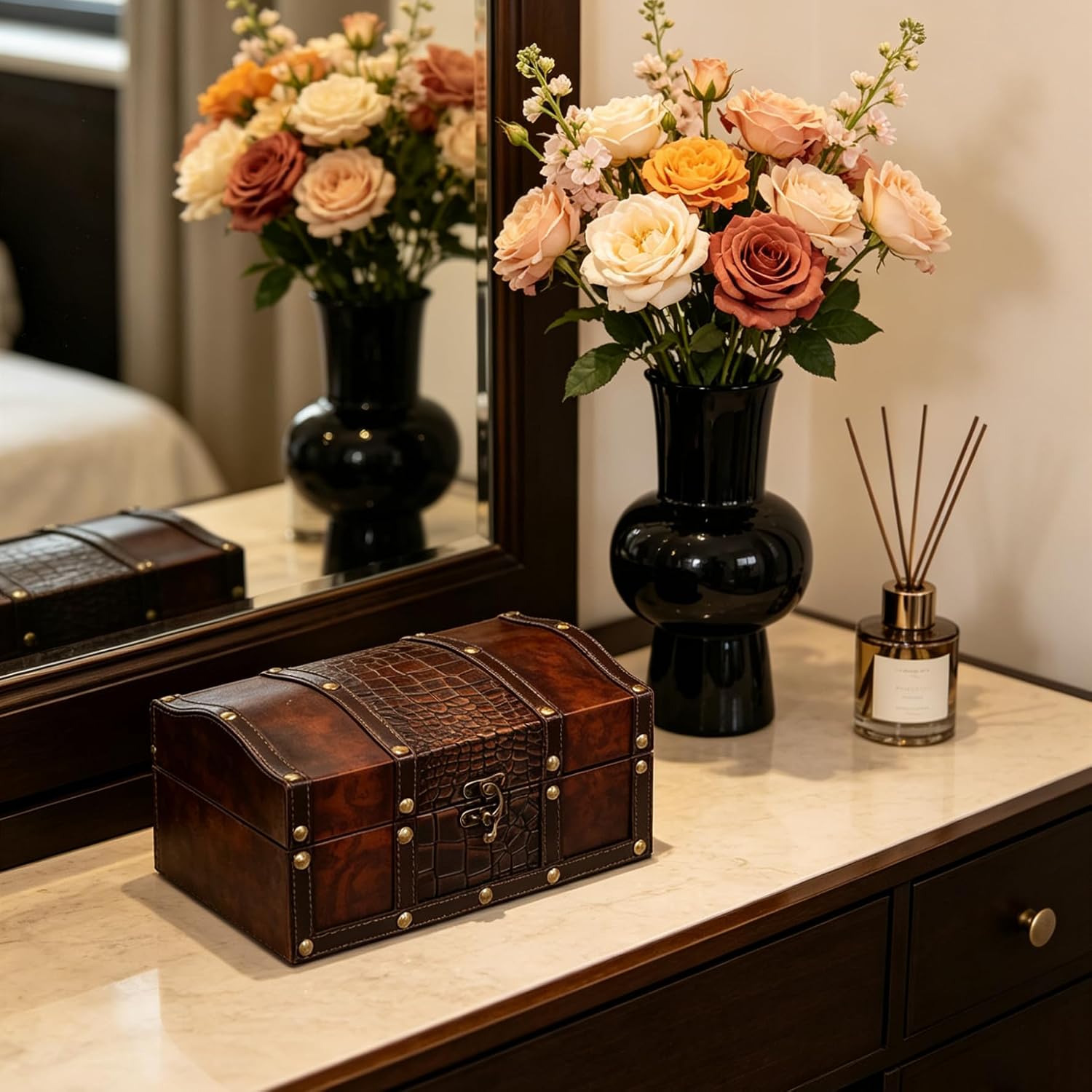 Decorative Wooden Storage Box / Brown / 9 Inch